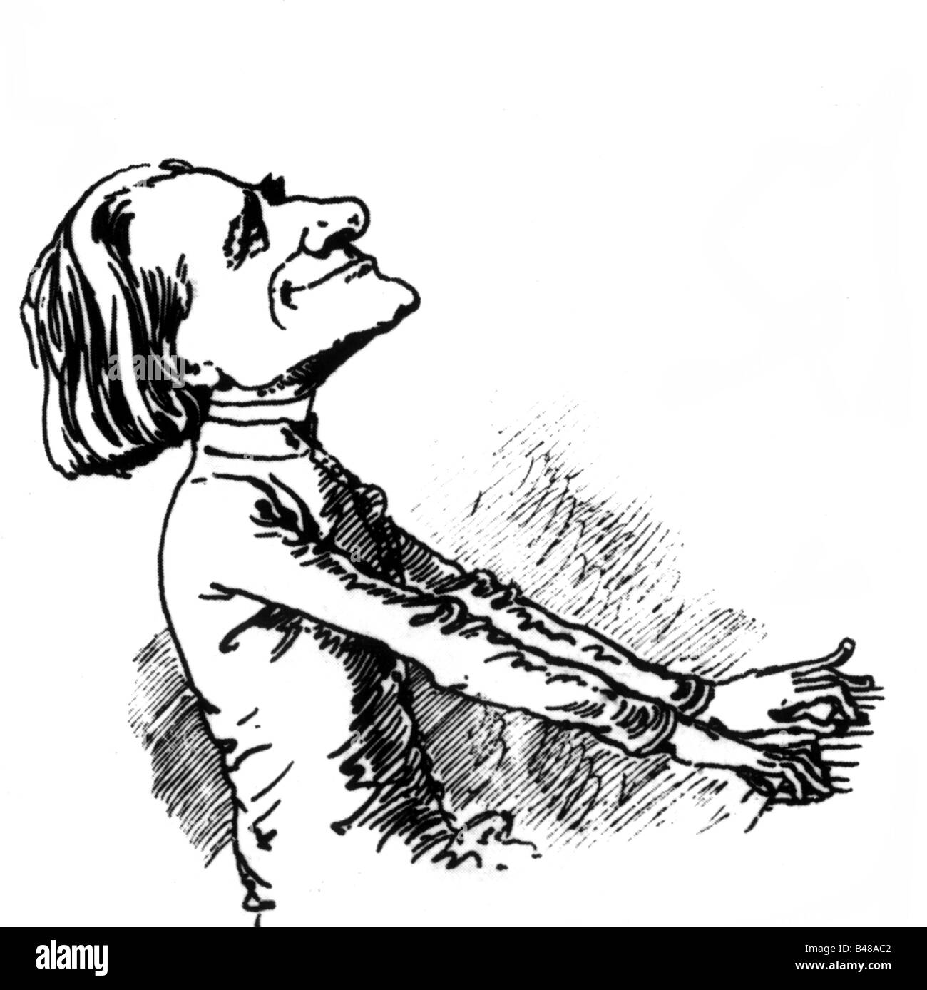 Liszt, Franz, 22.10.11.11 - 31.7.1886, ungarischer Komponist und Musiker, Karikatur von Janko, von 'Borsszem Janko', Bild Nr. 6, 1873, Stockfoto