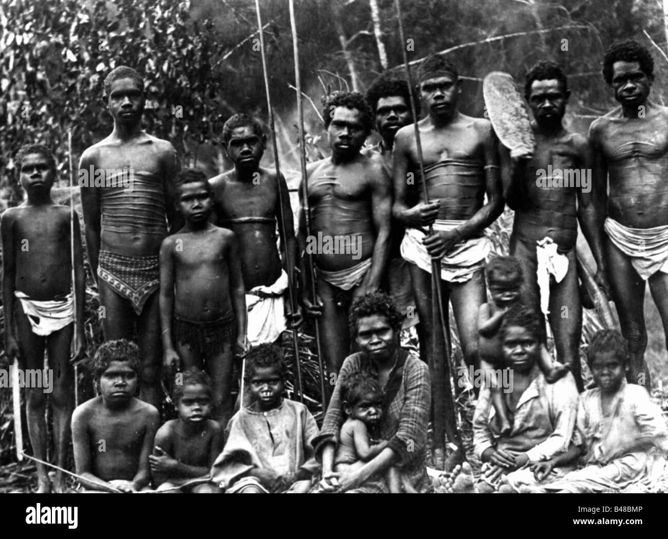 Geografie/Reisen, Australien, Menschen, Aborigines, aboriginaler Clan, Gruppenbild, Queensland, ca. 1900, Stockfoto
