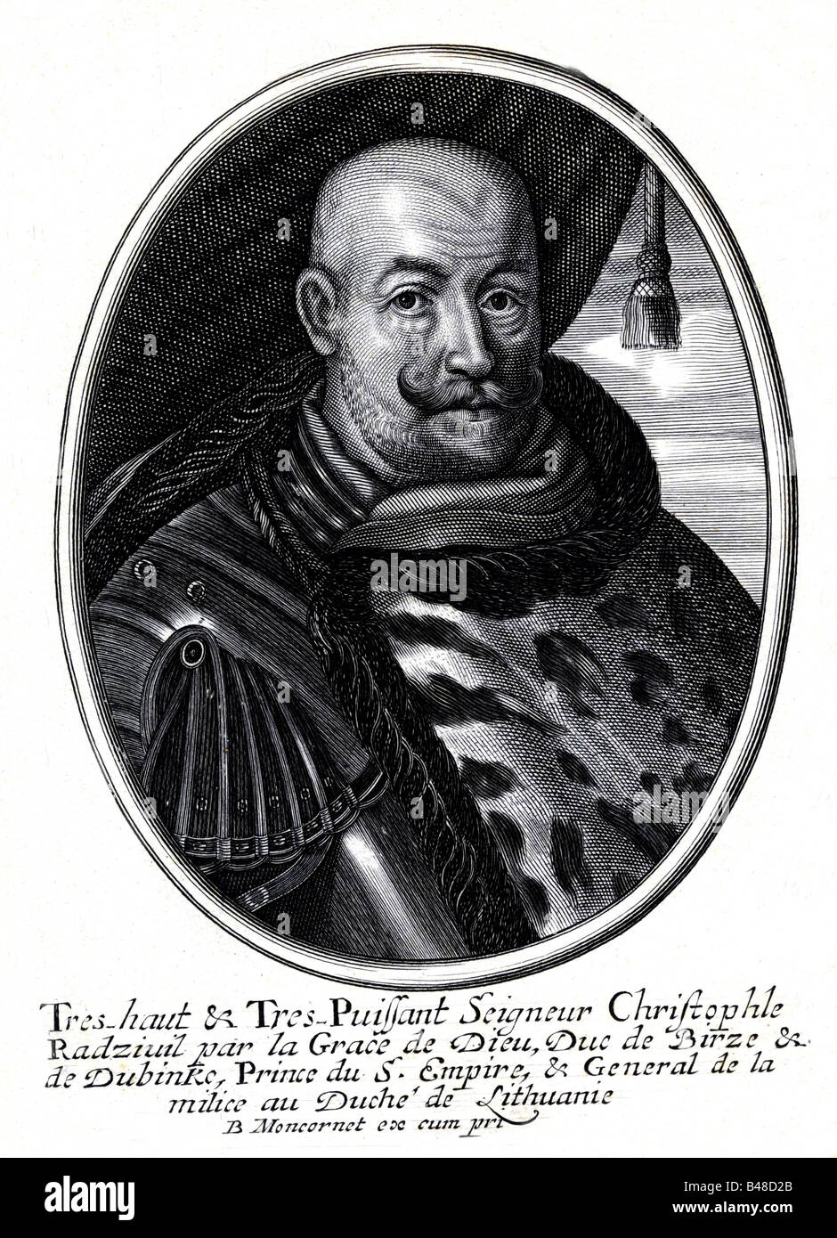 Radziwill, Krzystof Mikolaj, Prince, 1547 - 20.11.1603, Polnische Commander, Porträt, Kupferstich von F. G. Rucholle, 17. Jahrhundert, Artist's Urheberrecht nicht gelöscht werden Stockfoto