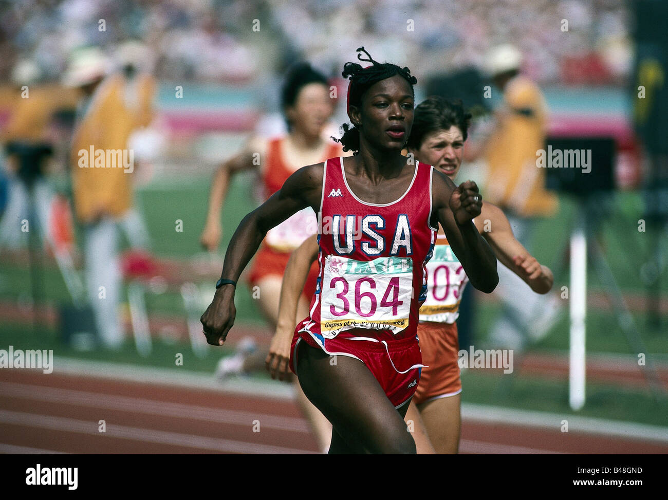 Brisco Hooks, Valerie, * 6.7.1960, US-amerikanische Leichtathletin (Leichtathletik), halbe Länge, Olympische Spiele, Los Angeles, 1984, Stockfoto