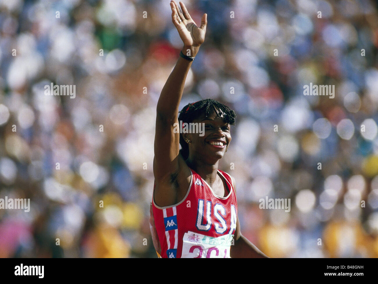 Brisco Hooks, Valerie, * 6.7.1960, US-amerikanische Leichtathletin (Leichtathletik), halbe Länge, Olympische Spiele, Los Angeles, 1984, Stockfoto