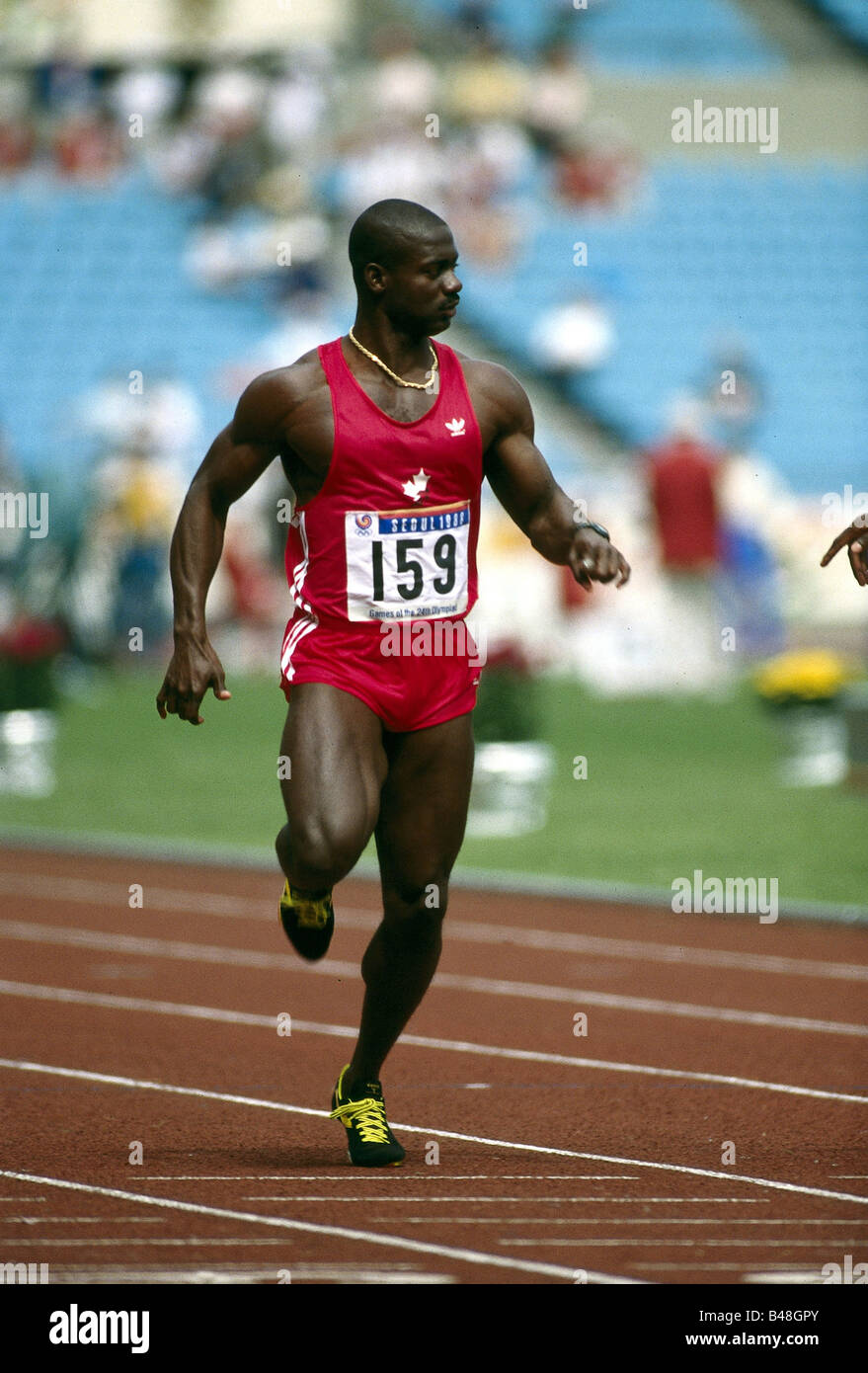 Johnson, Ben, * 30.12.1961, Kanadische Leichtathletin (Leichtathletik), volle Länge, Olympische Spiele, Seoul, 1988, Stockfoto