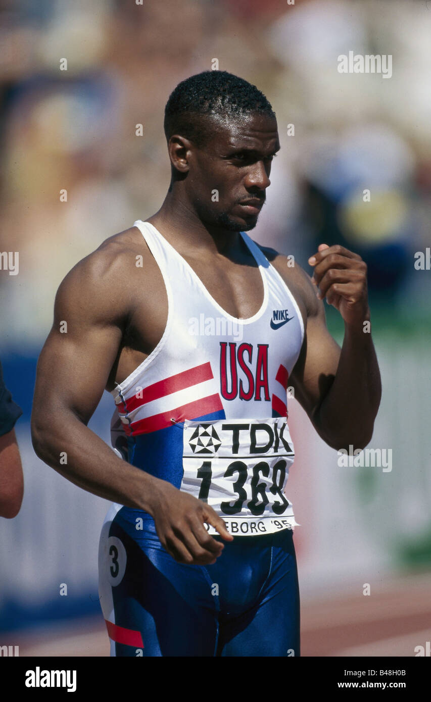 Mitchell, Dennis allen, * 20.2.1966, US-Athlet (Leichtathletik), halbe Länge, Weltmeisterschaft, Gothenburg, Schweden, 1995, Stockfoto