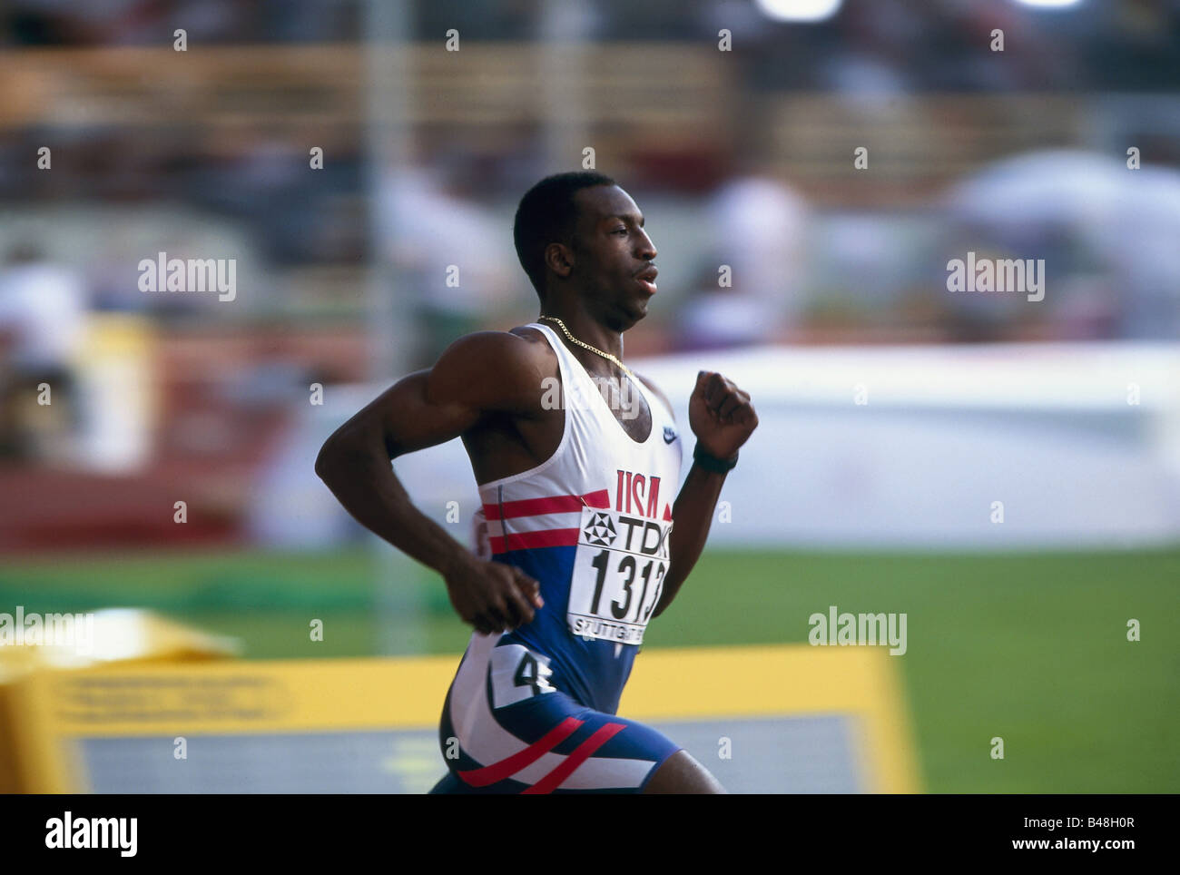 Johnson, Michael, * 13.9.1967, US-Athlet (Leichtathletik), halbe Länge, Weltmeisterschaft, Stuttgart, 1993, Stockfoto