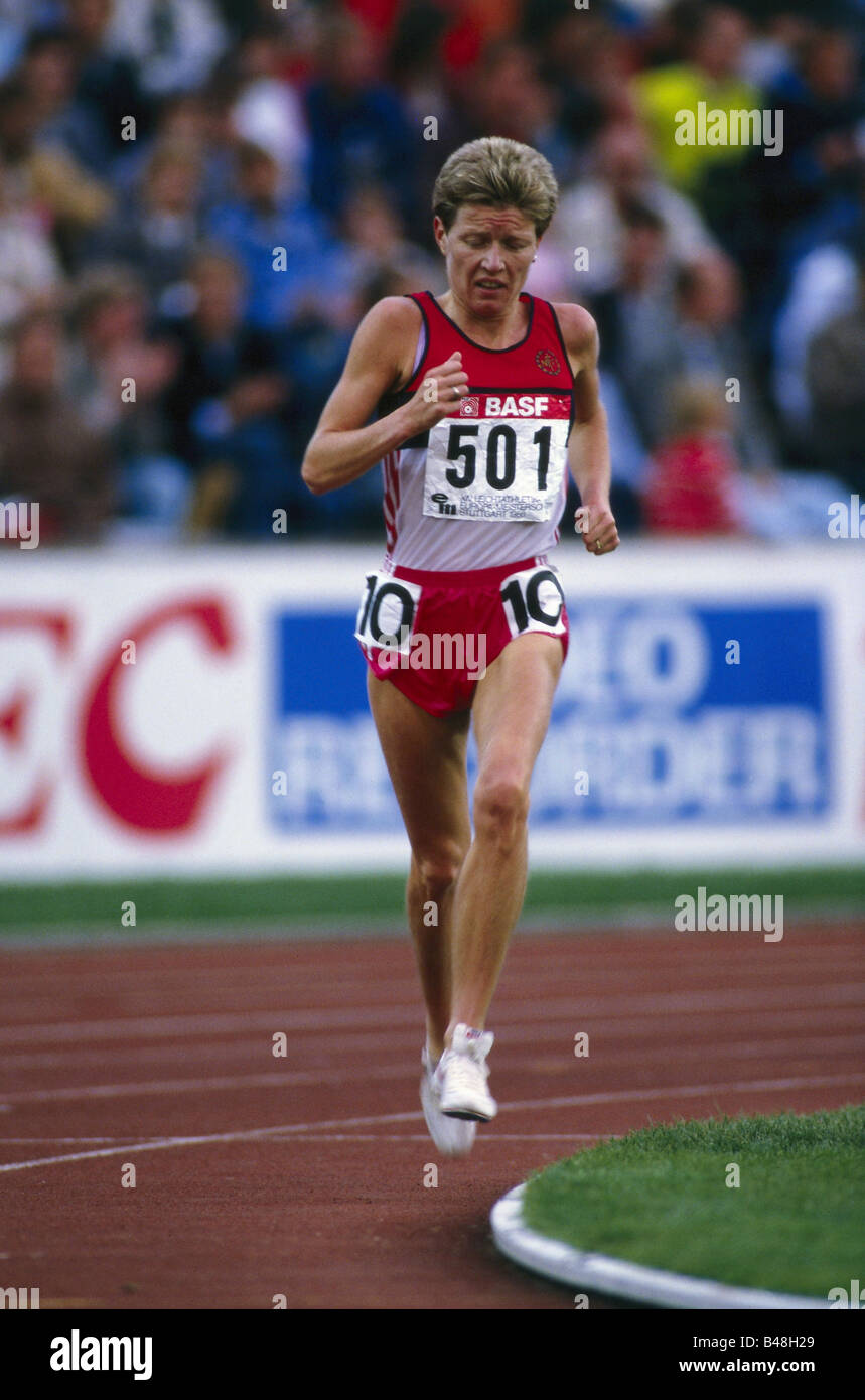 Kristiansen, Ingrid, * 21.3.1956, norwegische Leichtathletin (Leichtathletik), volle Länge, europa-meisterschaft, Stuttgart, 1986, Stockfoto