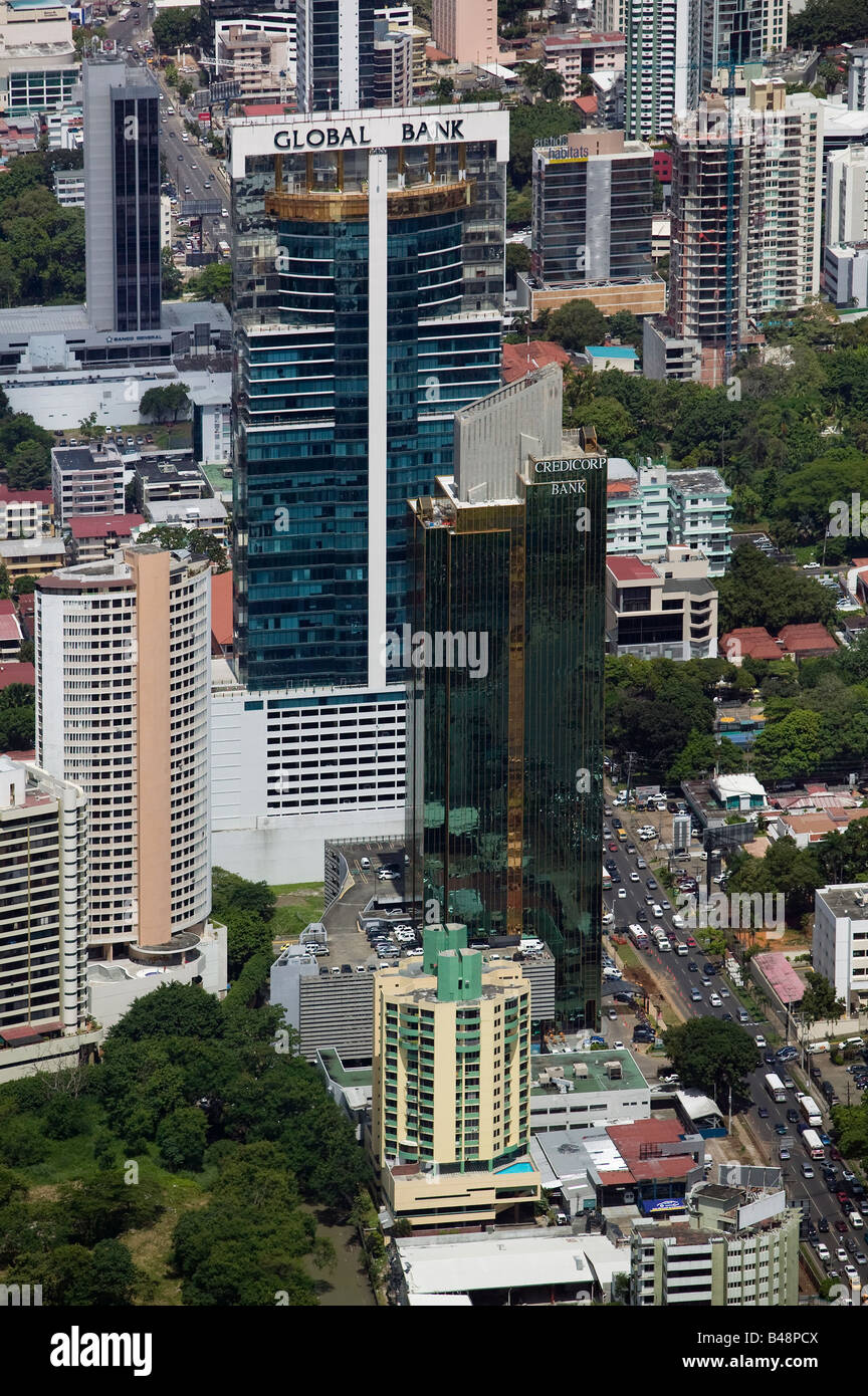 Luftaufnahmen über globale Bank, Panama-Stadt Stockfoto