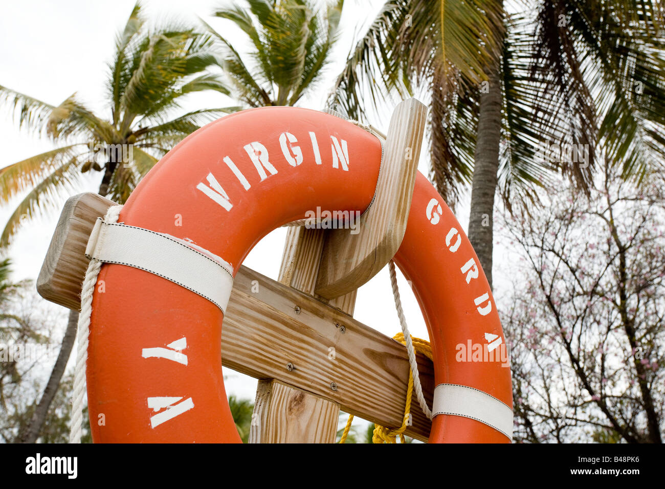 Ein Rettungsring in Virgin Gorda, Britische Jungferninseln. Stockfoto Ein Rettungsring in Virgin Gorda, Britische Jungferninseln. Stockfoto