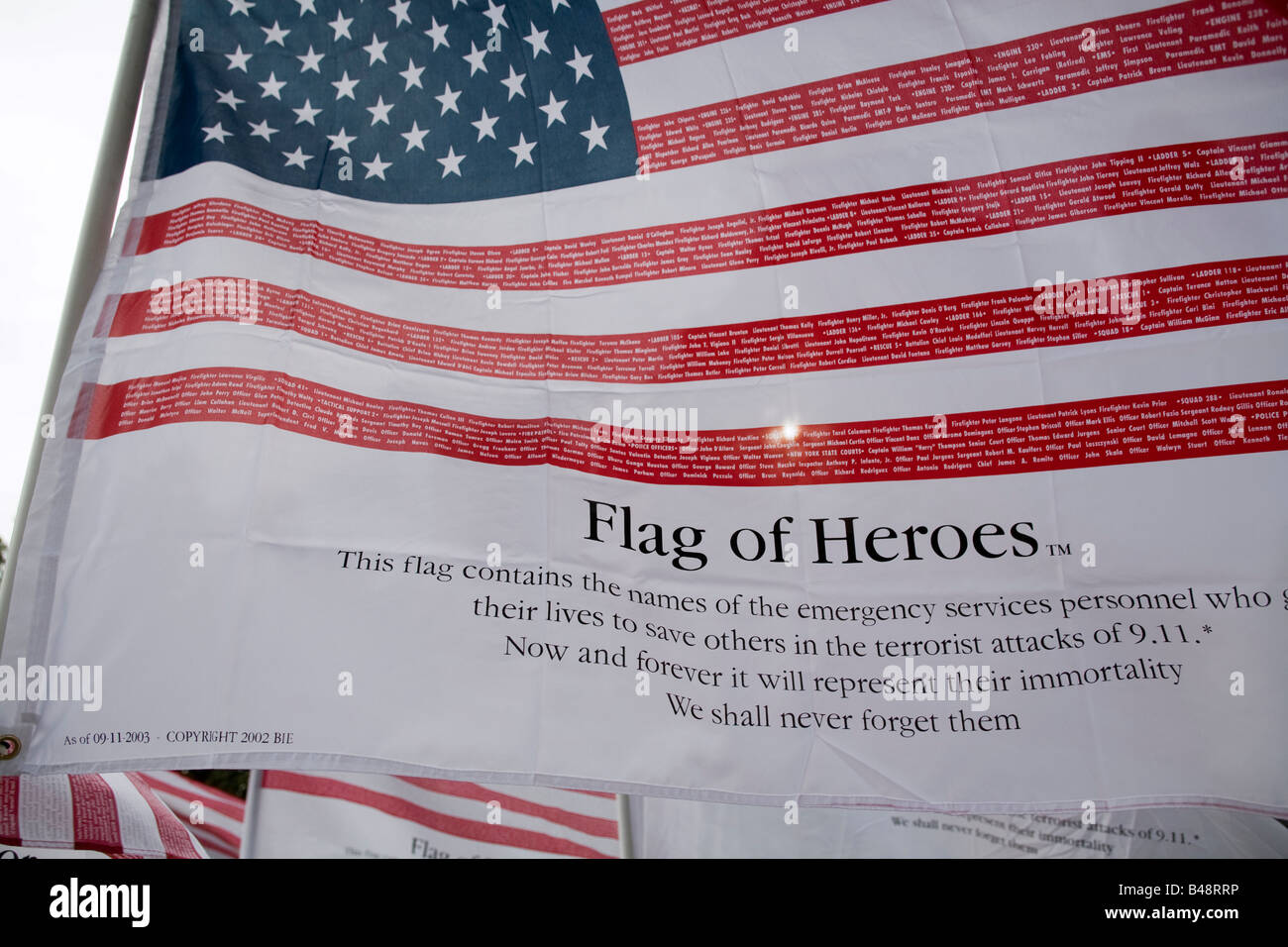 Flagge der Helden der Notfallhilfe Personal verstorbenen im 11. September in New York City Stockfoto