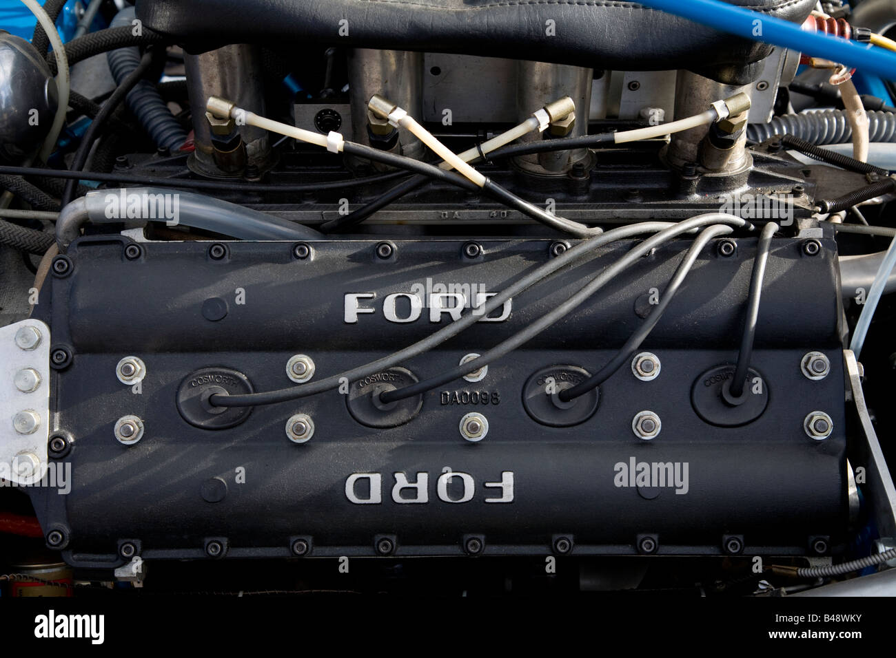 Der Ford Cosworth 3 Liter, V8, die auch das 1968 Matra-Cosworth Formel1 Auto beim Goodwood Festival of Speed, Sussex, UK. Stockfoto