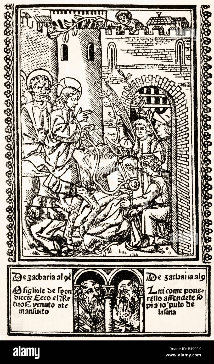 Musterseite eines Block-Buches von 1510 n. Chr. aus. Stockfoto