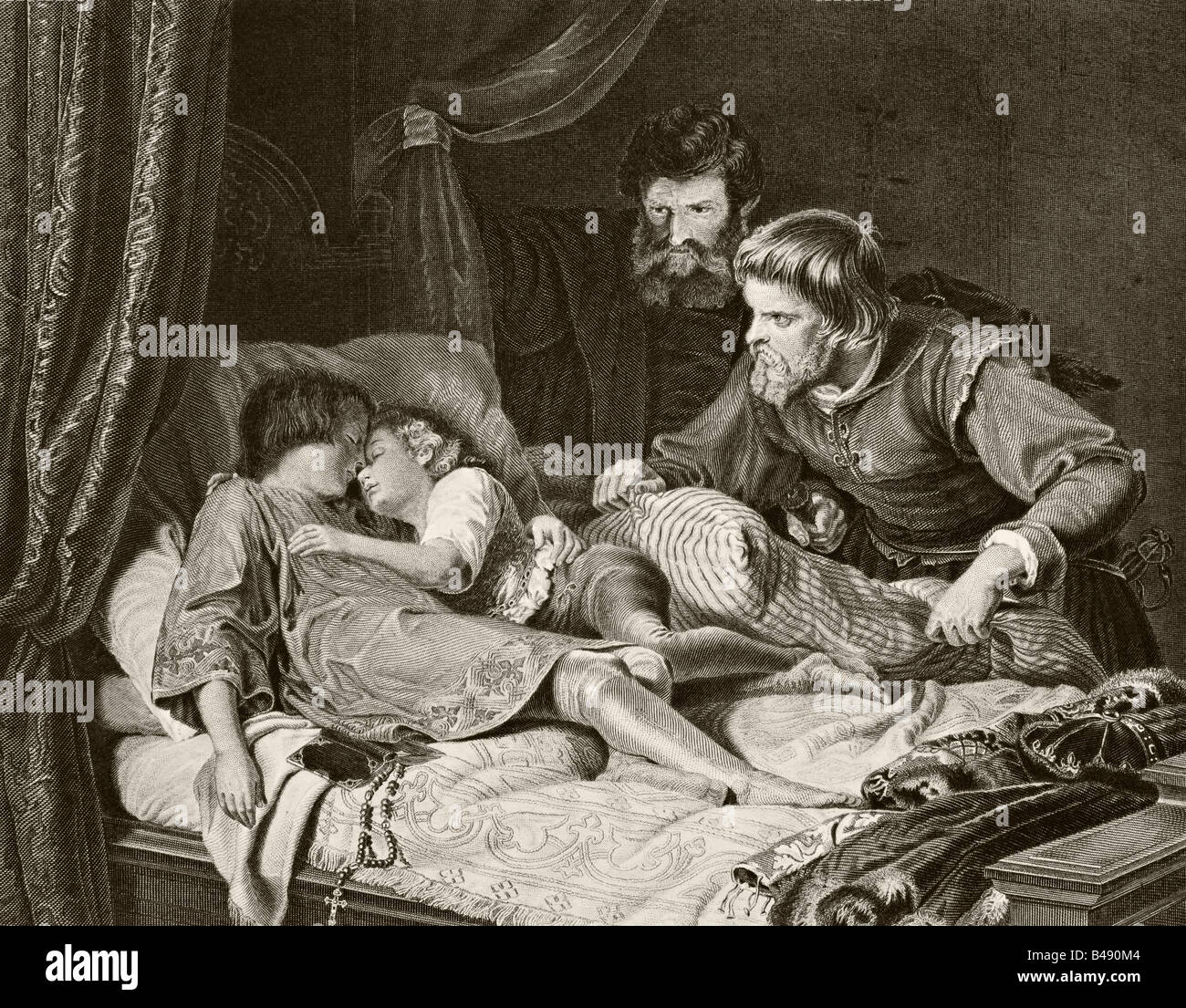 Der Mord an den Prinzen Edward und Richard im Tower of London Stockfoto