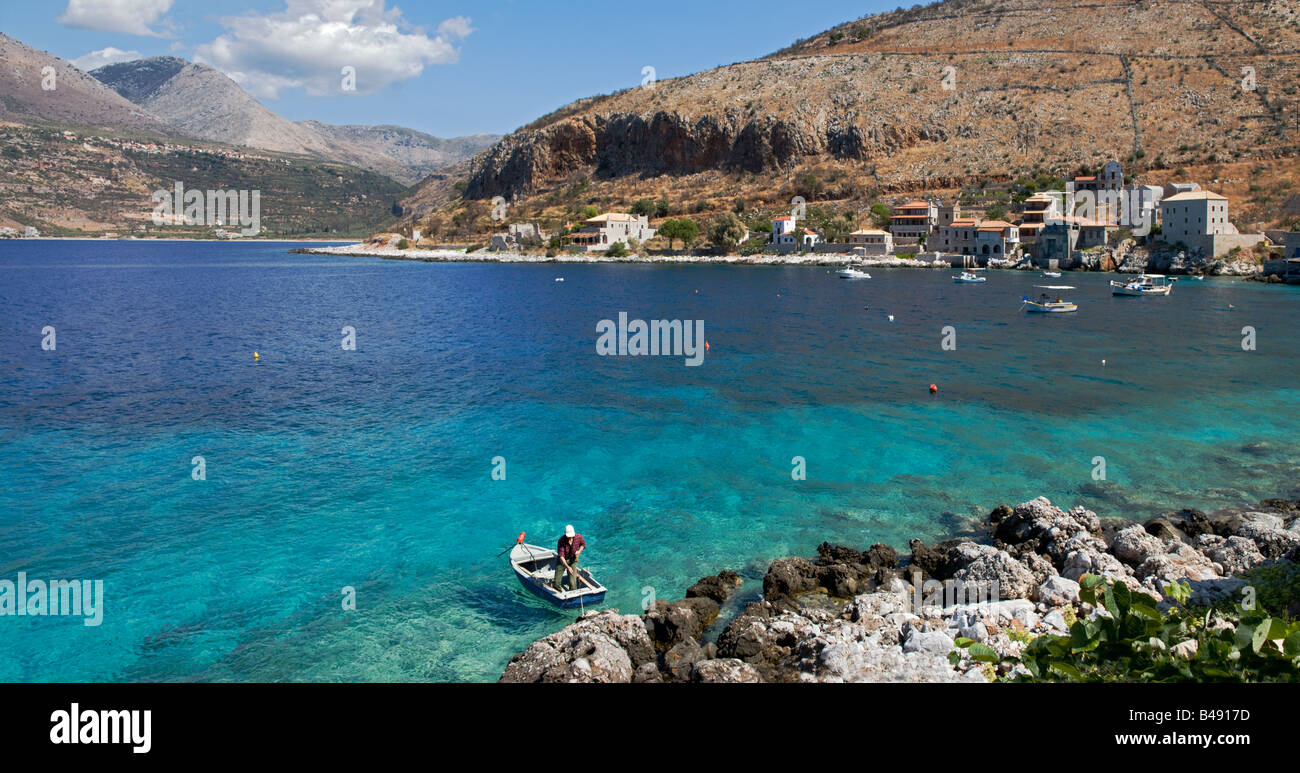 Itylo Bay und die Fischerei Dorf Limeni auf der Halbinsel Mani Messenien südlichen Peloponnes Griechenland Stockfoto