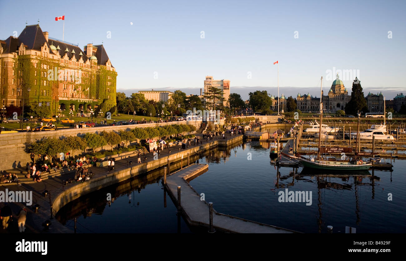 Victoria Harbour und das Empress Hotel, Vancouver Island, Kanada. Stockfoto