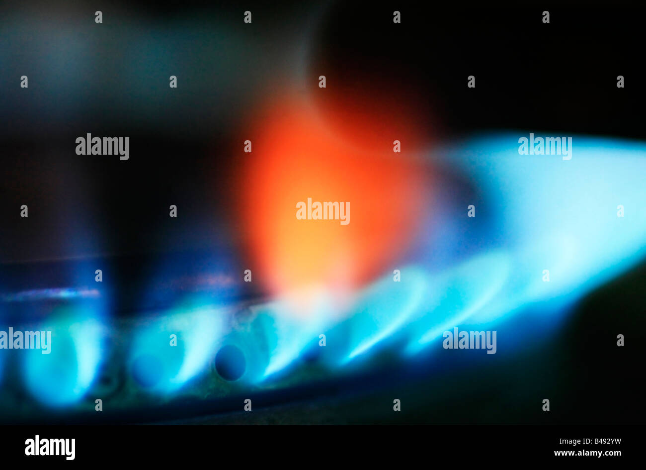 Blaue Flammen Herd ring Stockfoto