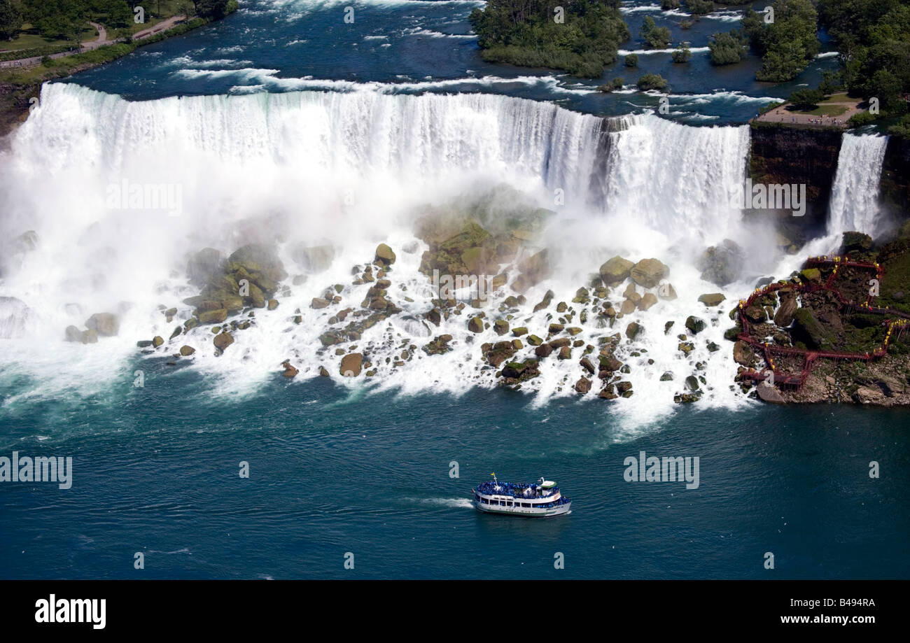 Aussicht auf amerikanischen Wasserfälle vom Skylon Tower, Niagara Falls, Kanada. Stockfoto