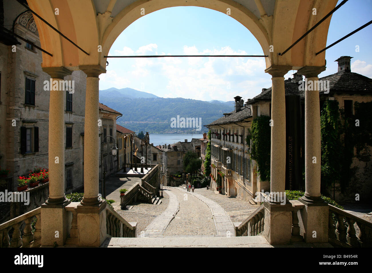 Blick von der Kirche in San Giulio Lago d ' Orta, Lago d ' Orta, Piemont, Italien Stockfoto