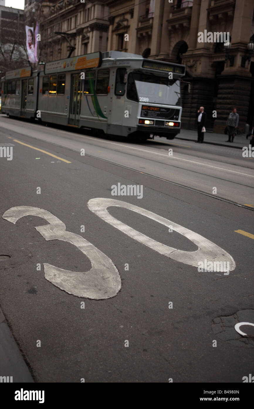 Straßenbahn in Melbourne. Stockfoto