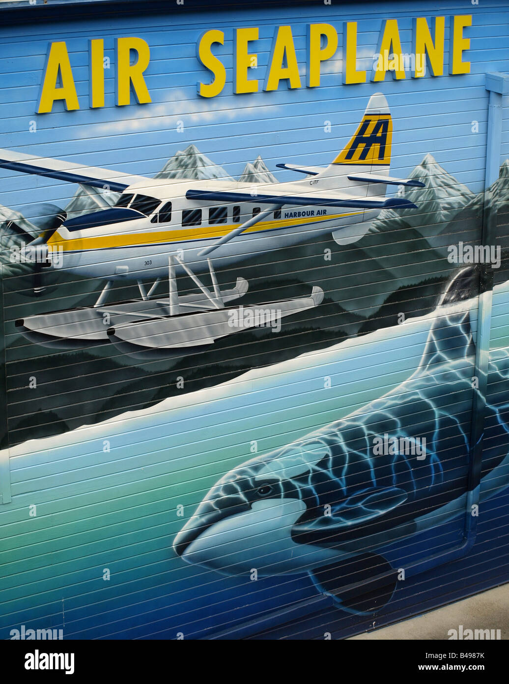 Werbung-Wandbild für Wasserflugzeug-Touren, Kanada Stockfoto