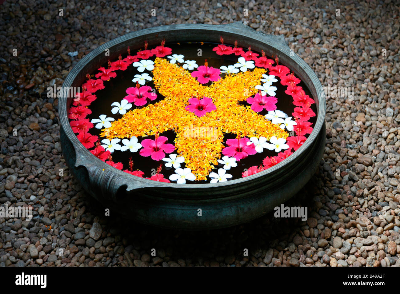 Blumenkunst (schwimmenden Blumen) von Kerala, Indien Stockfoto