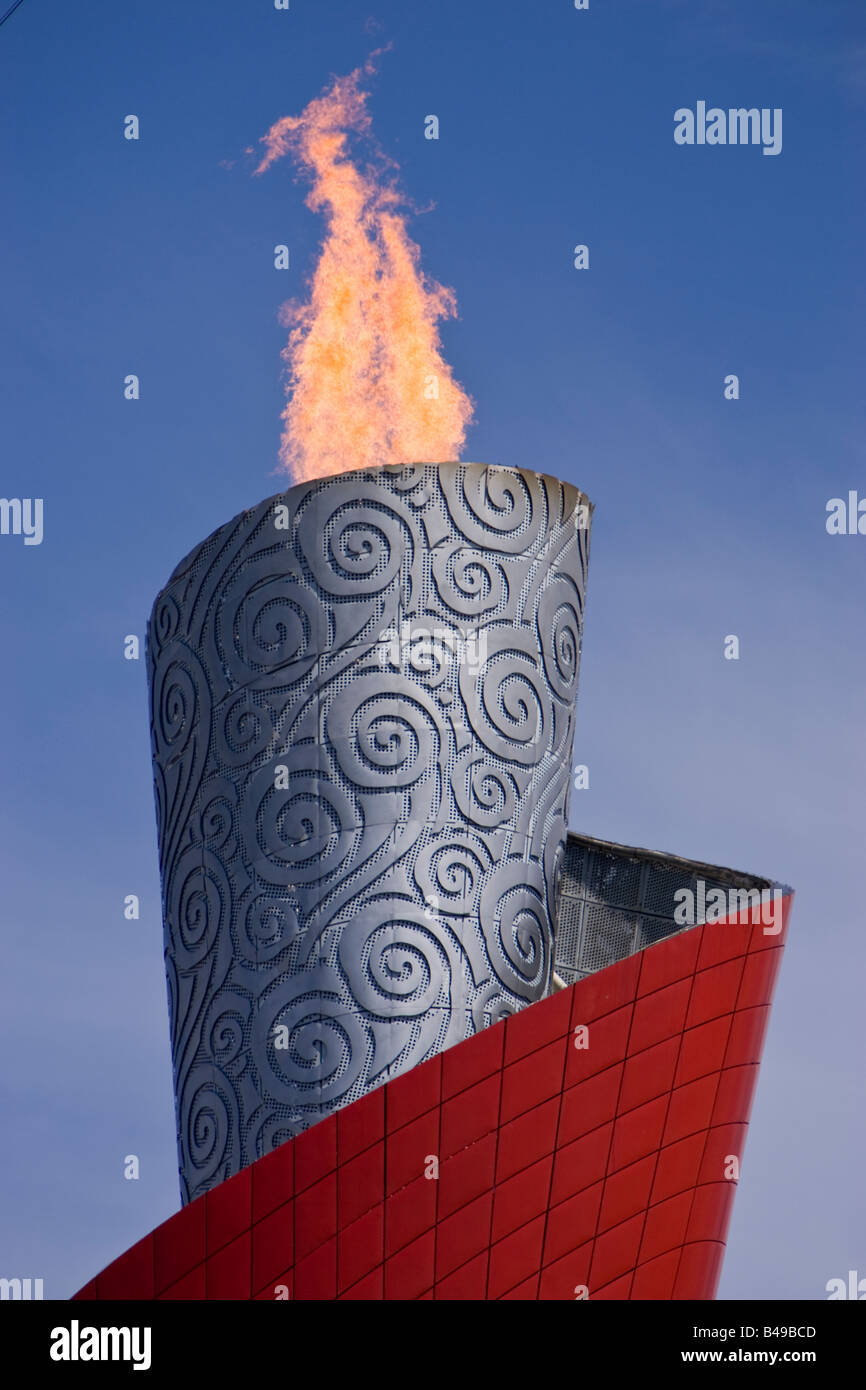 Olympische Flamme auf der 2008 Olympische Spiele Peking China Stockfoto