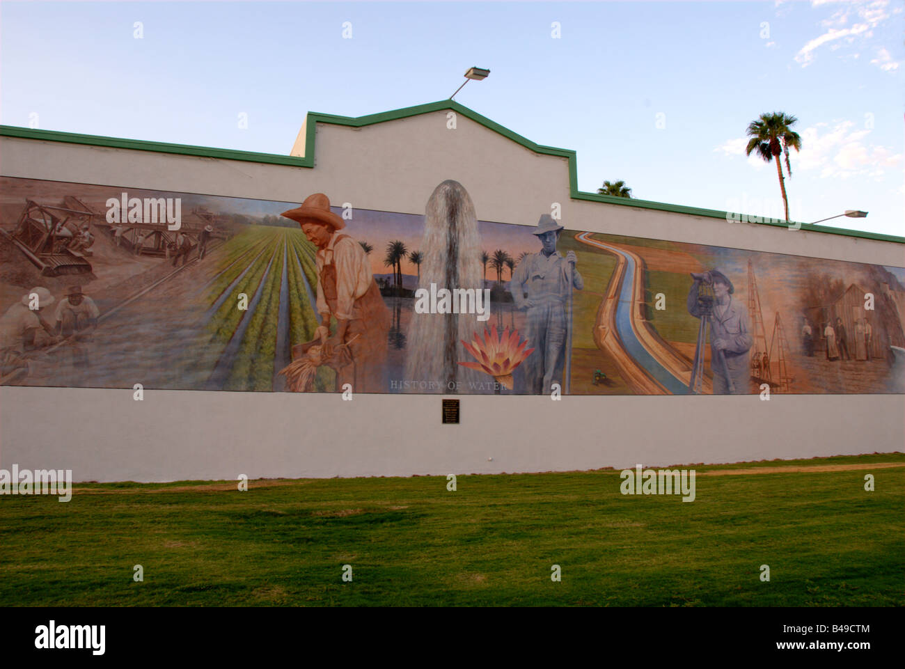 "Geschichte des Wassers" historische Wandbild Programm, gemeinschaftliches Kunstprojekt, Indio, Kalifornien, USA Stockfoto