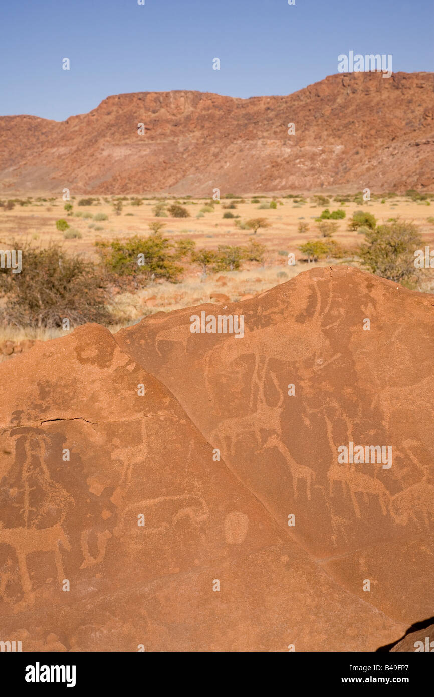 Felsmalereien in Twyfelfontein Namibia Stockfoto