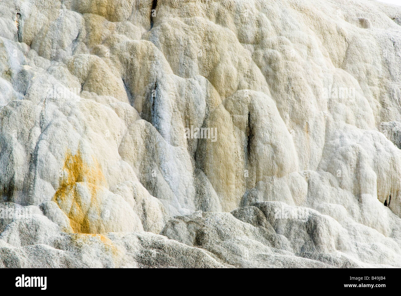 abstrakte Muster auf den Terrassen von Mammoth Hot Springs im Yellowstone-Nationalpark Stockfoto