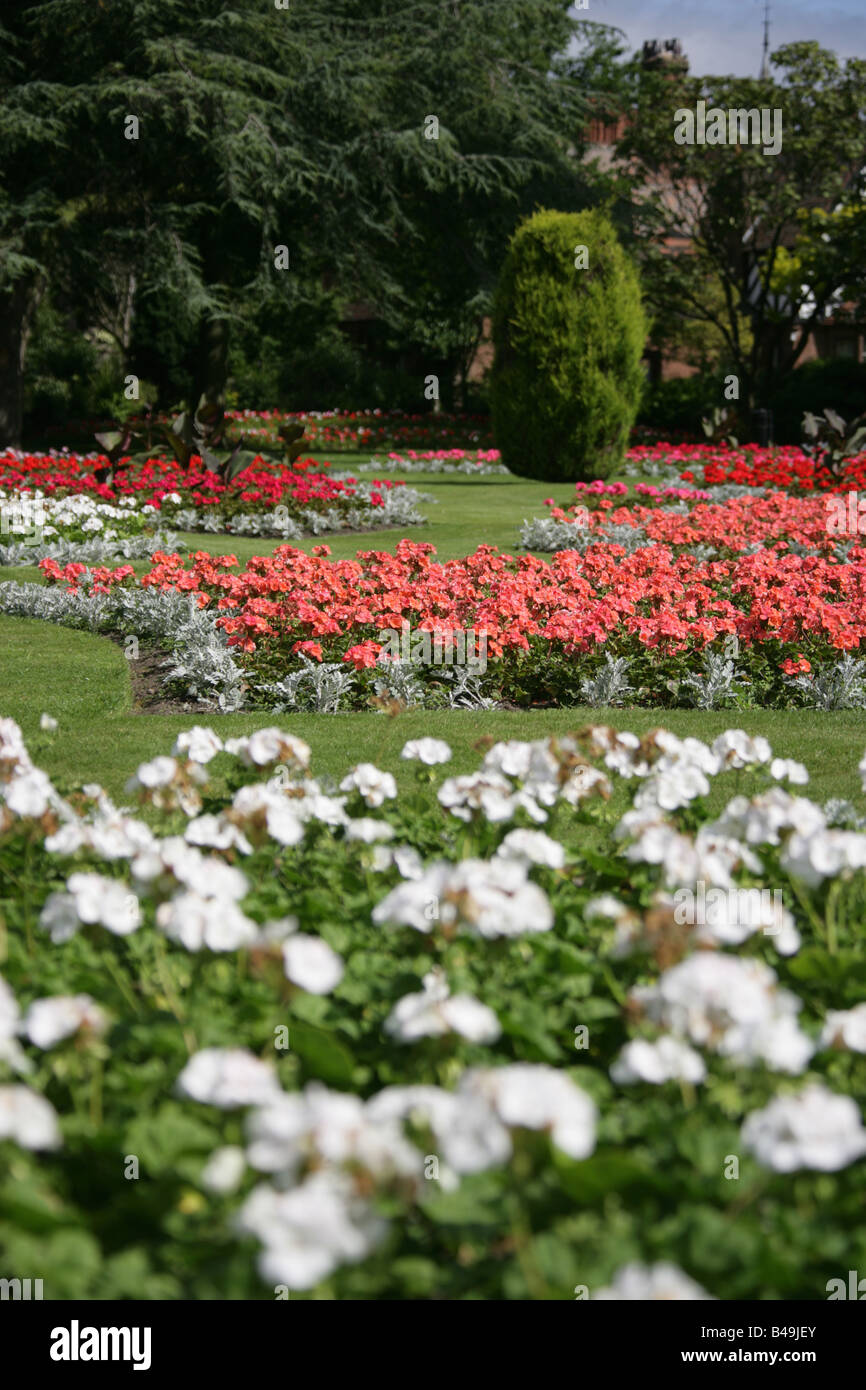 Von Chester, England. Sommer Beete in der Chester Grosvenor Park. Stockfoto