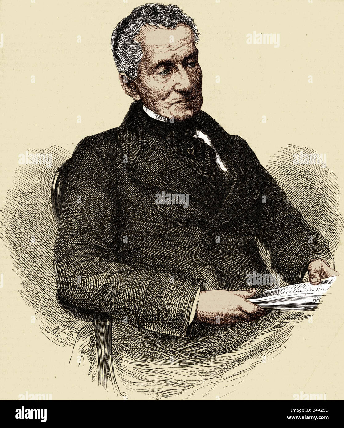 Metternich, Klemens Wenzel Fürst von, 15.5.721 - 11.6.1859, österreichischer Politiker, halbe Länge, Gravur von Adolf Neumann (1834-18), 19. Jahrhundert, Stockfoto