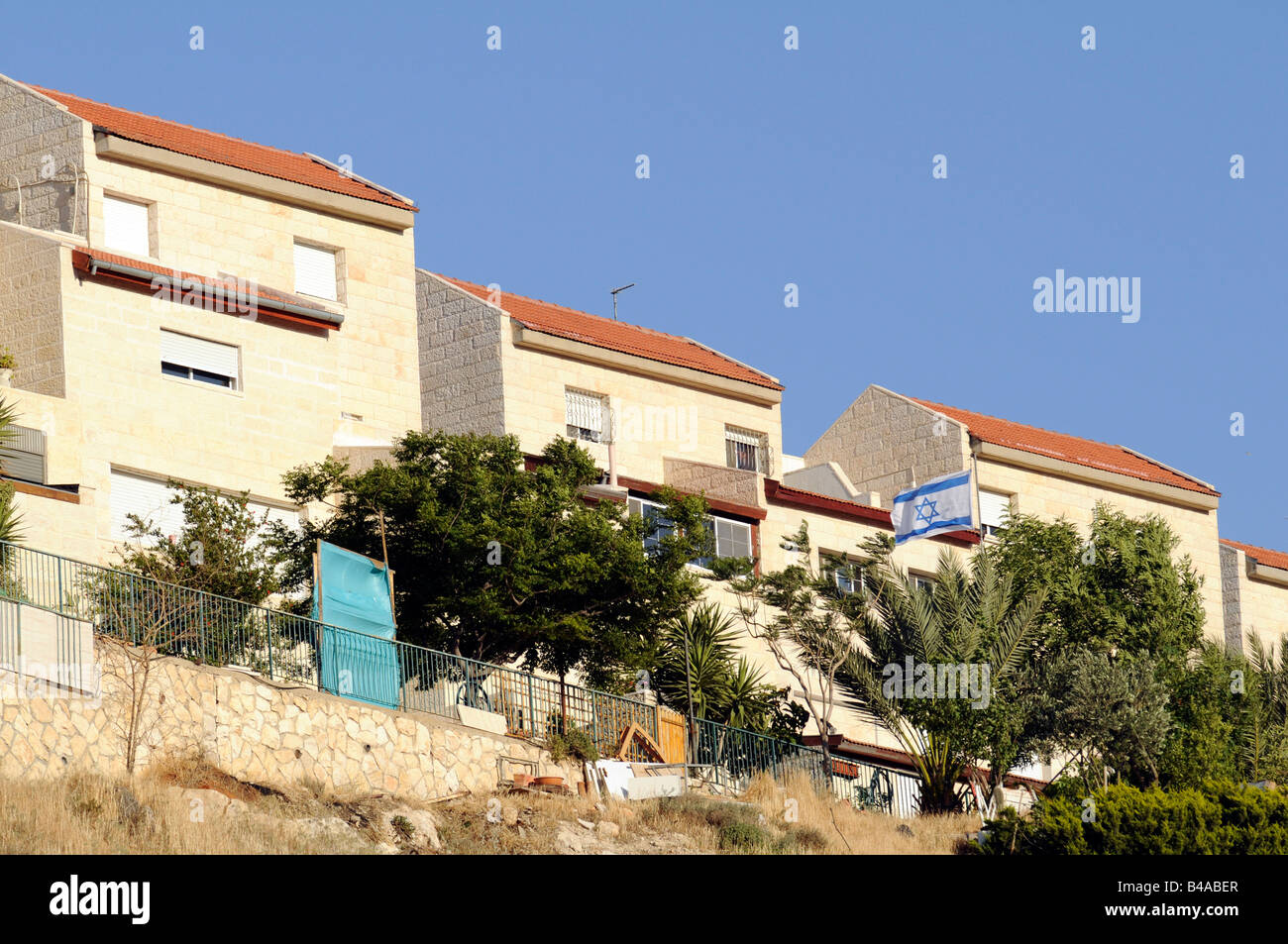 Neue israelische Siedlungen im Bau in den besetzten Gebieten zwischen Jerusalem und Jericho, West Bank, Palästina. Stockfoto