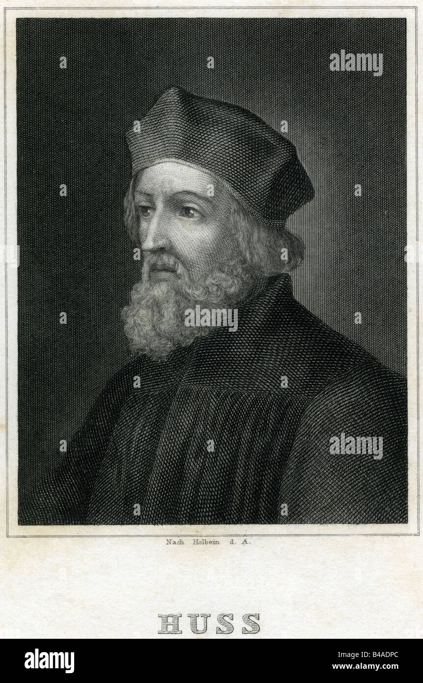 Hus, Jan, circa 1370 - 6.7.1415, tschechischer Theologe, Porträt, Stahlstich, basierend auf einem Gemälde von Hans Holbein der Ältere, Deutschland, 19. Jahrhundert, Artist's Urheberrecht nicht gelöscht werden Stockfoto