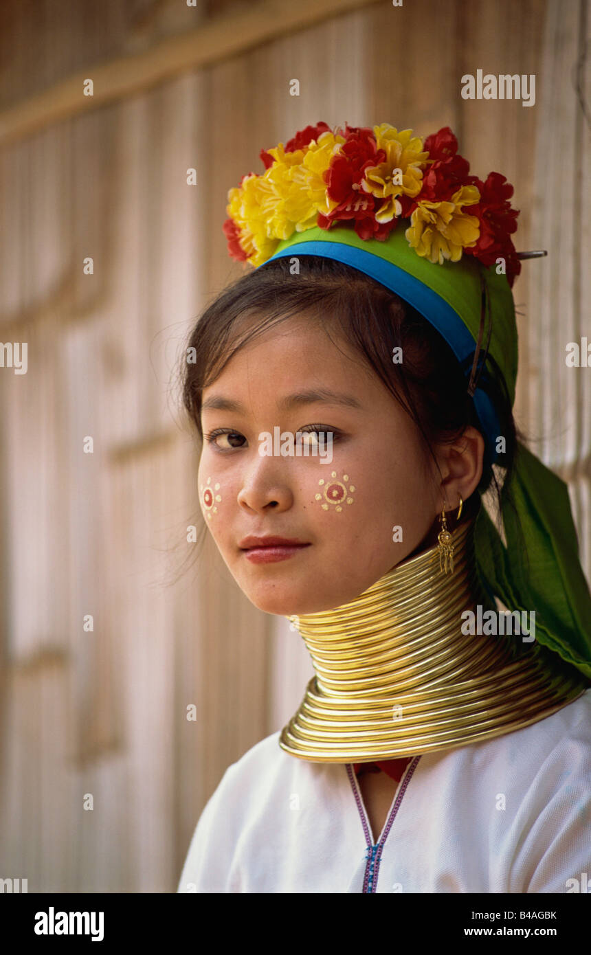 Thailand, Chiang Rai, langen Hals Bergvölker, junge Frau Stockfoto
