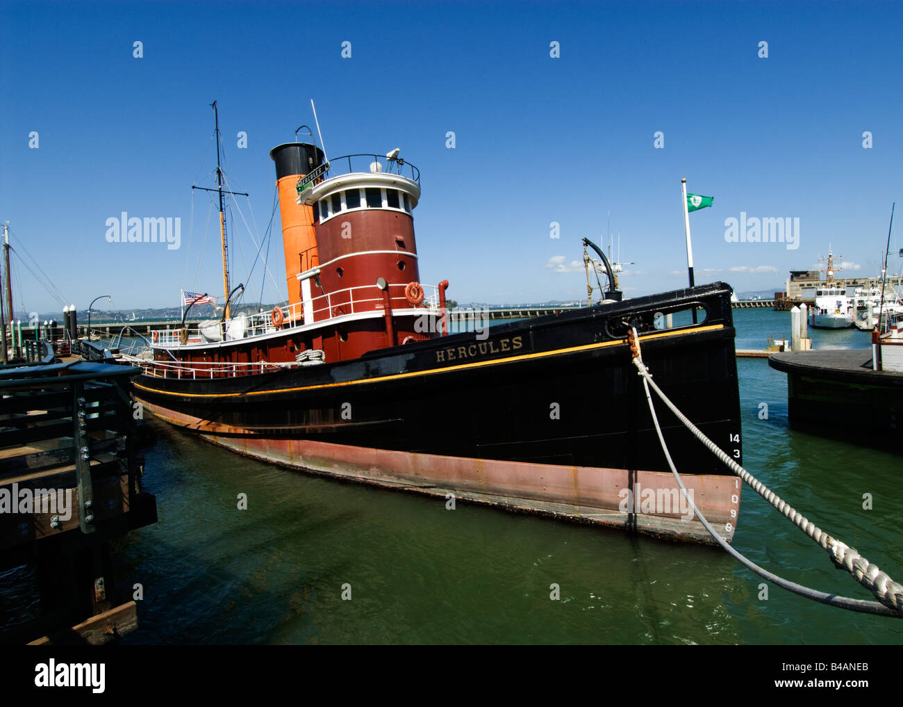 Kalifornien San Francisco Hercules ein dampfbetriebener Schlepper an der Hyde Street Pier geführt, die einst Schiffe in der Bucht von San Francisco. Stockfoto