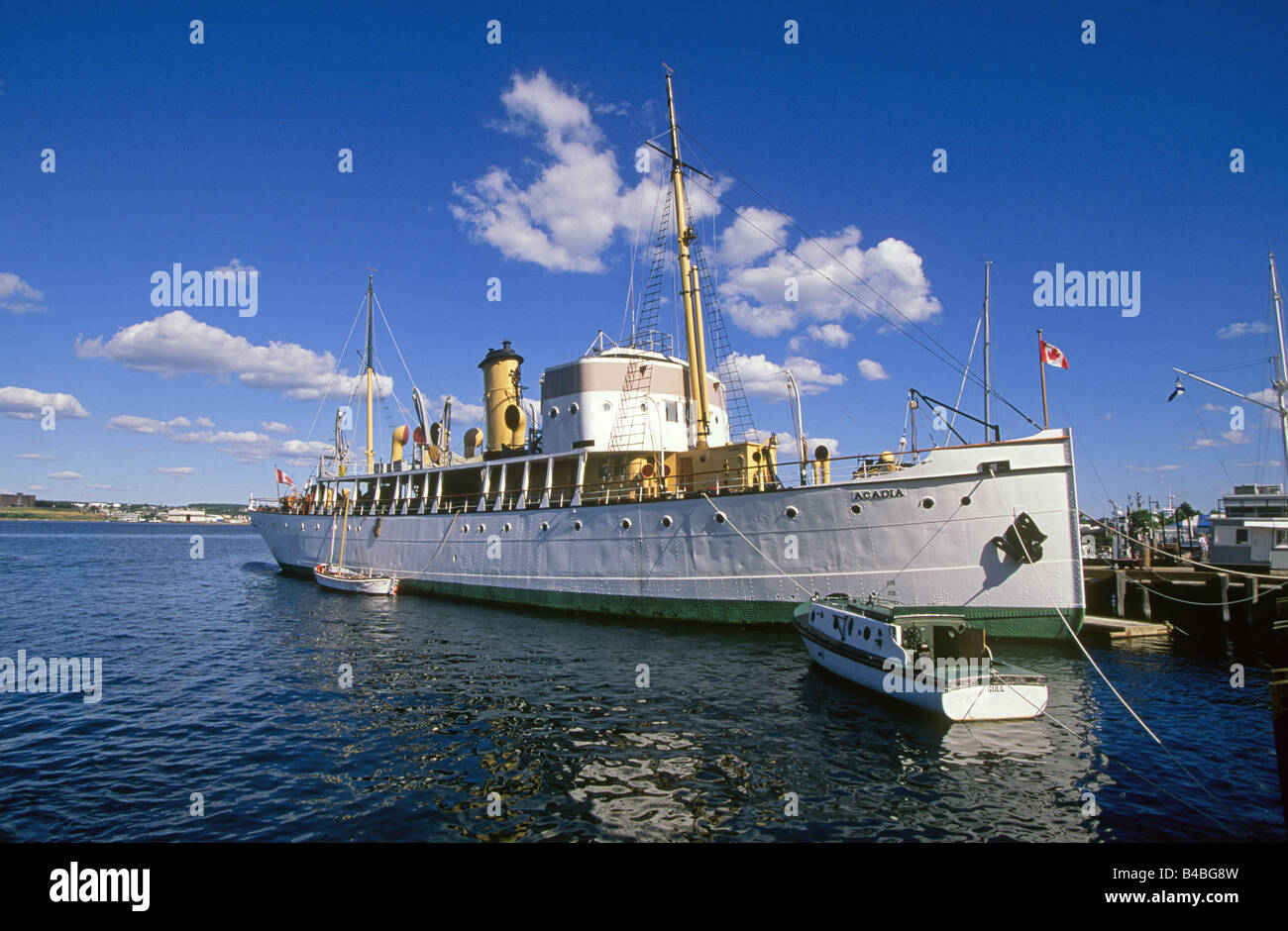 Die kanadische Marine Corvette Acadia am Kai in Halifax in Nova Scotia Stockfoto
