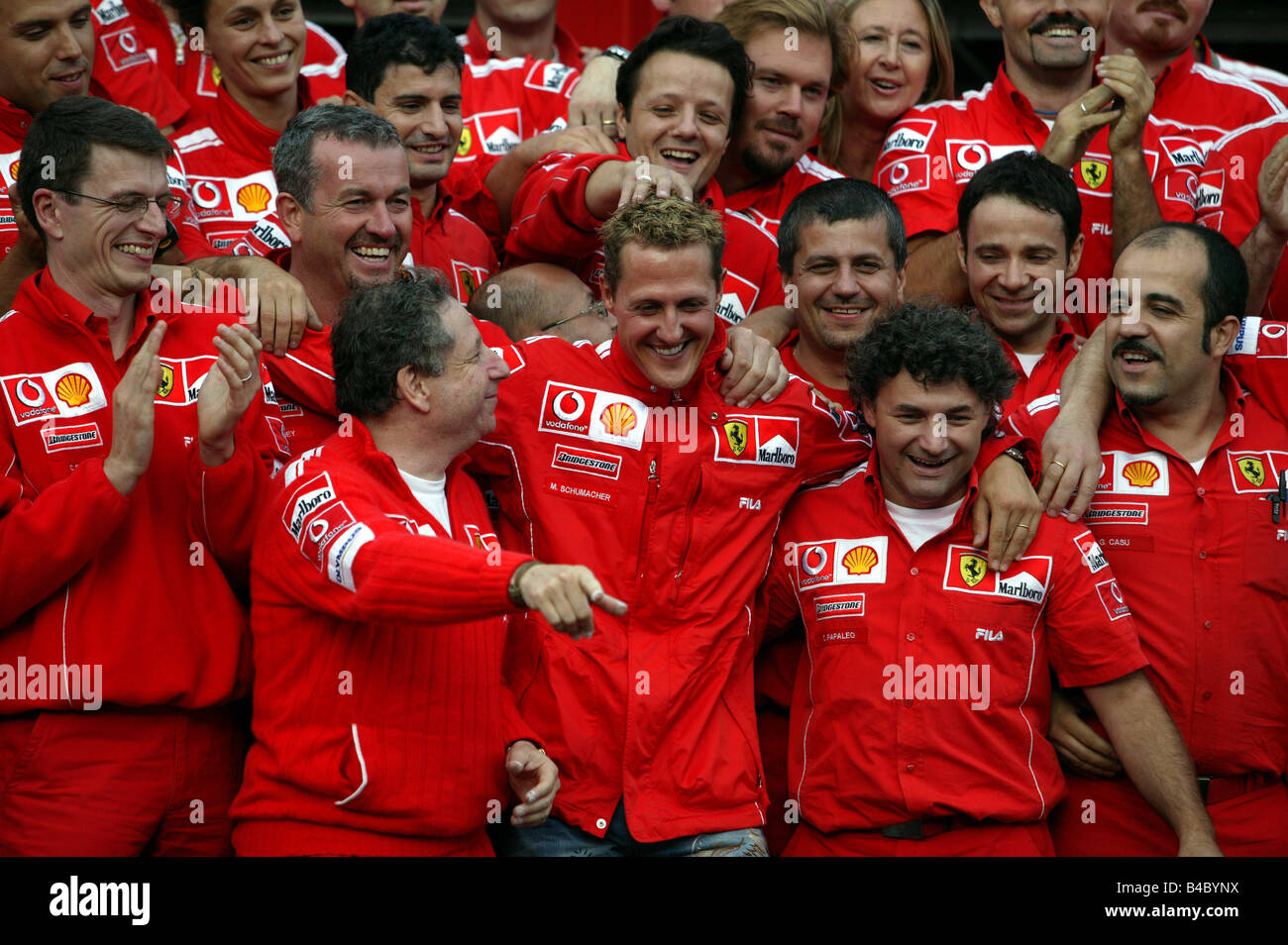 Motor-Sport, Michael Schumacher und Ferrari Team, Rennfahrer, Formel 1, Sieger, Weltmeister 2004, Fotograf, Portrait Stockfoto