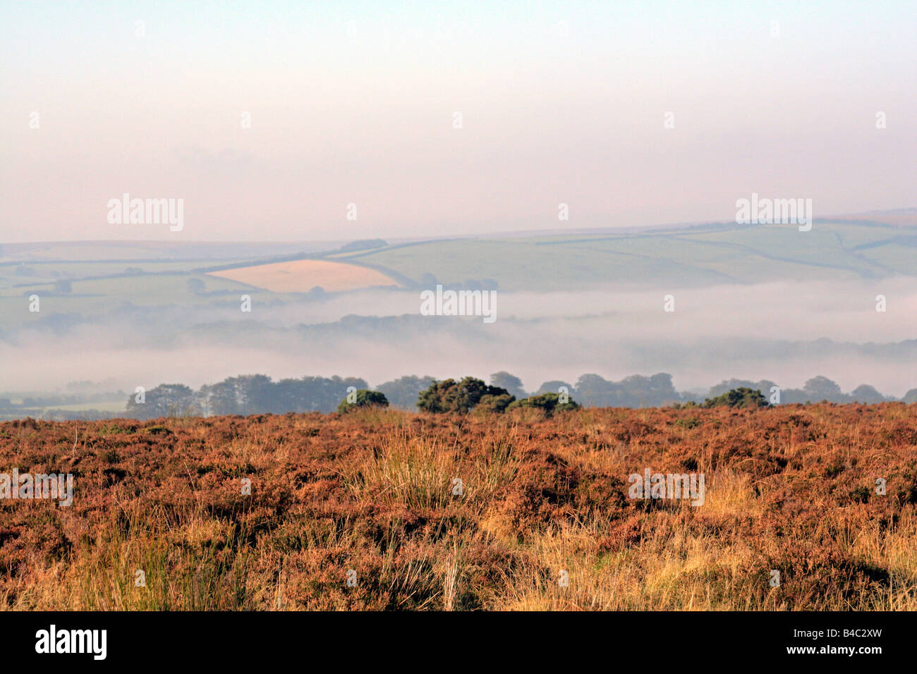 EINEN FRÜHEN HERBST MORGEN AUF WINSFORD HILL EXMOOR SOMERSET AUSSEHENDE SÜD-WEST Stockfoto