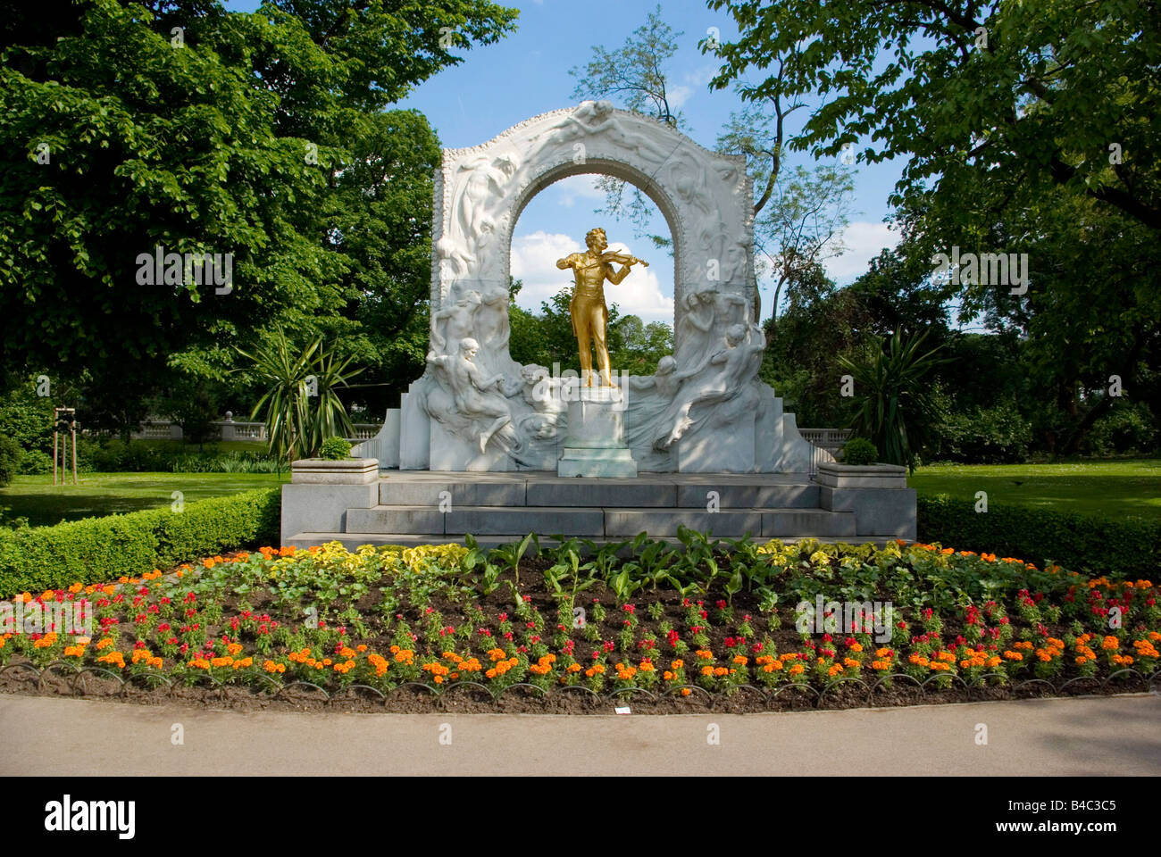 Denkmal des Komponisten Johann Strauß im Stadtpark in Wien Stockfoto