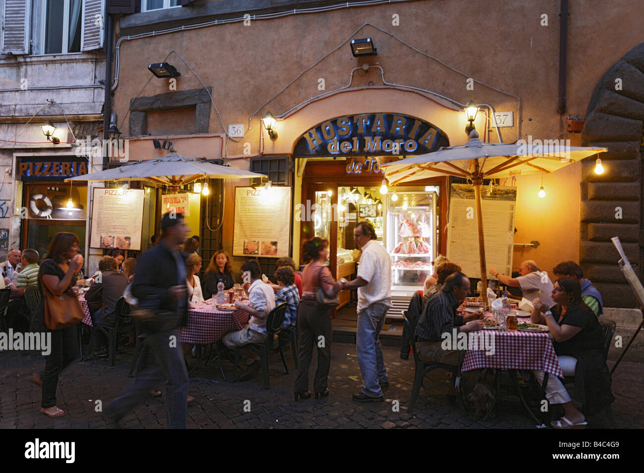 Pizzeria am Abend Trastevere Rom Italien Stockfoto