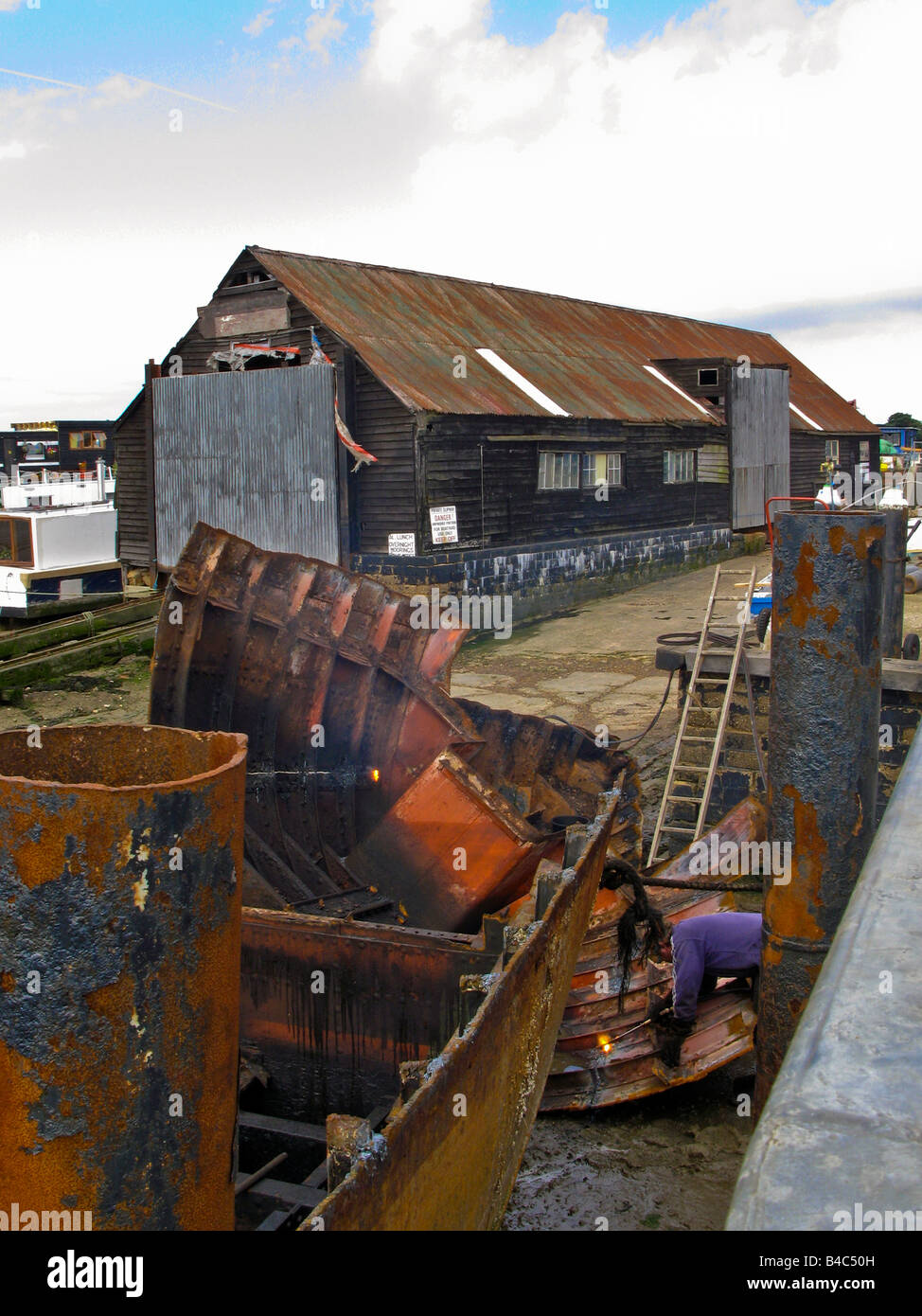 Shuttlewood Werft, eine traditionelle Werft Paglesham Essex Großbritannien Großbritannien England UK 2008 Stockfoto