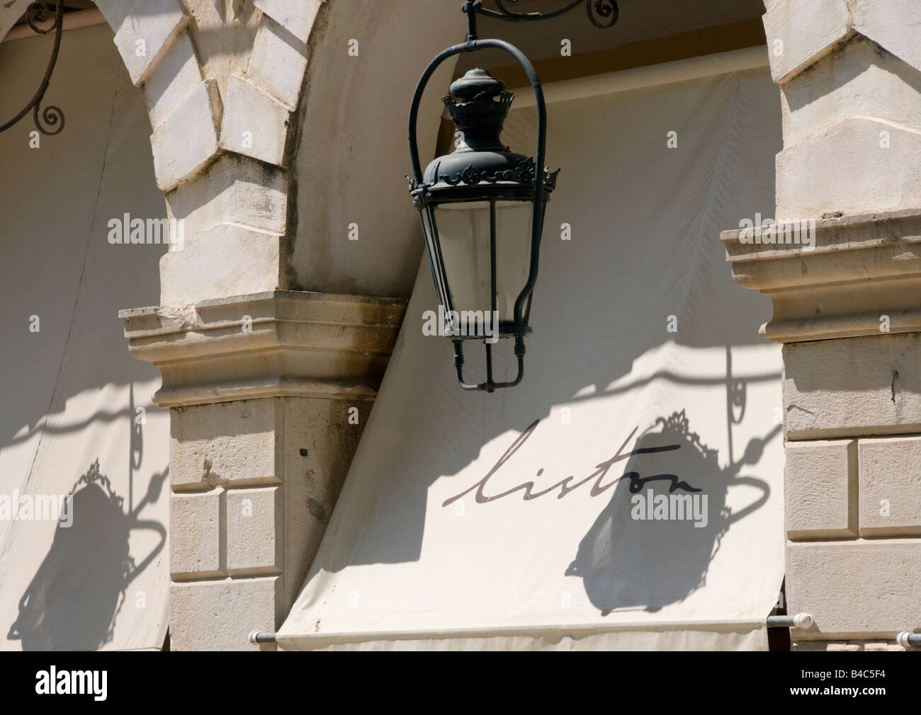 Detail der Liston, Korfu, Korfu, Griechenland, Europa Stockfoto