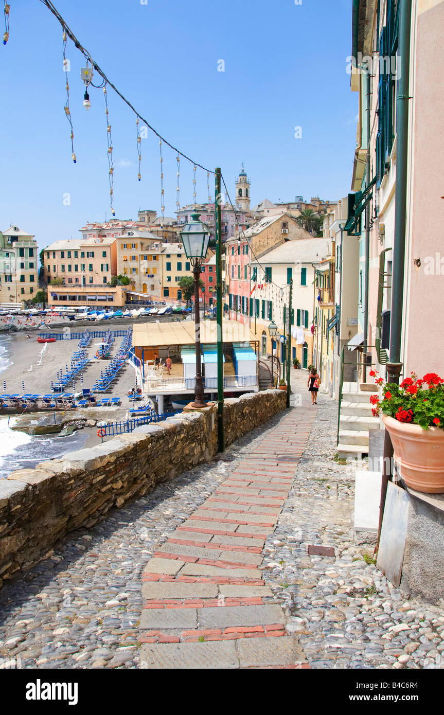 Malerischen Überblick über die Stadt von Bogliasco Ligurien Italien Stockfoto
