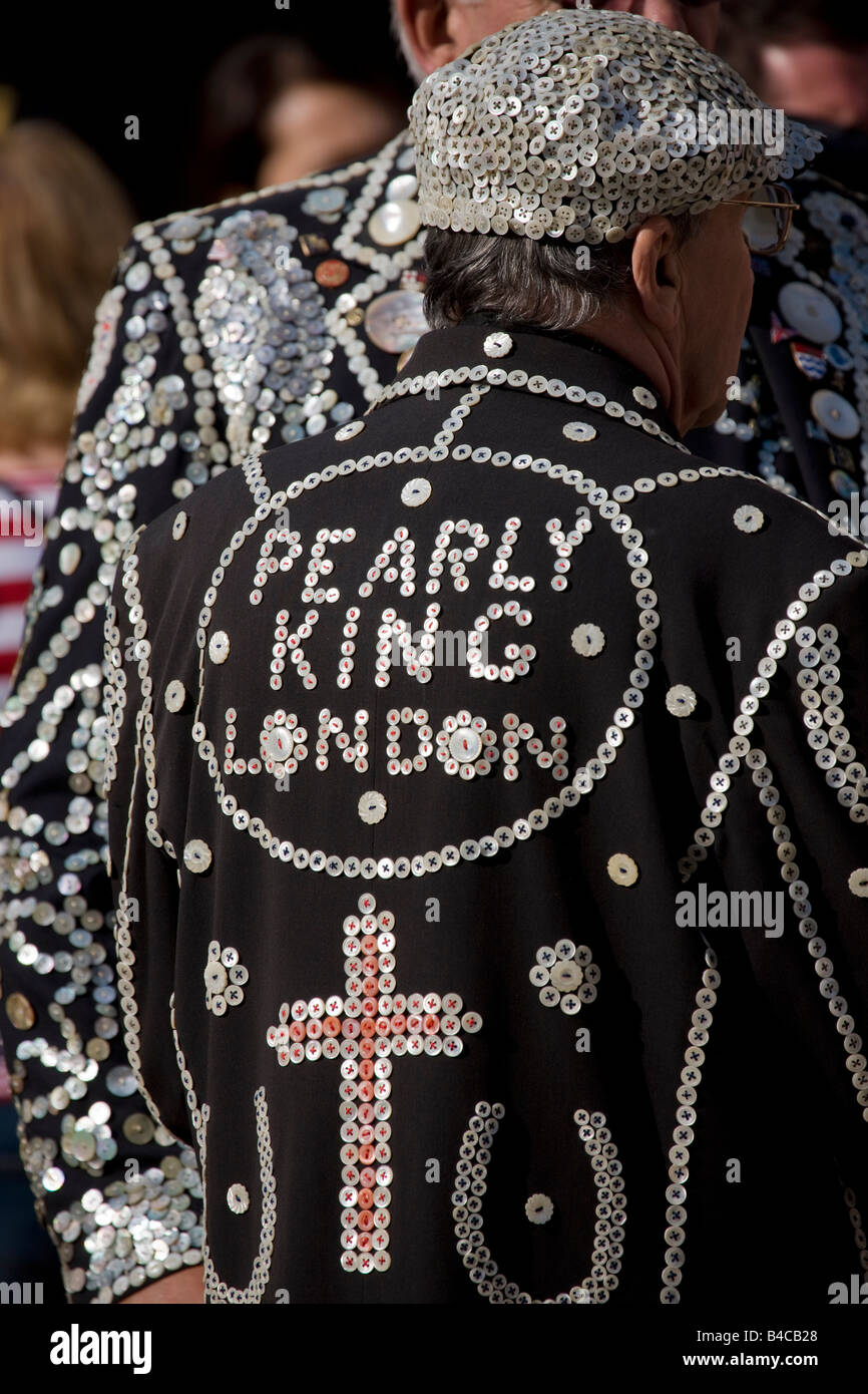 Pearly Kings und Queens Erntefest Guildhall London Stockfoto