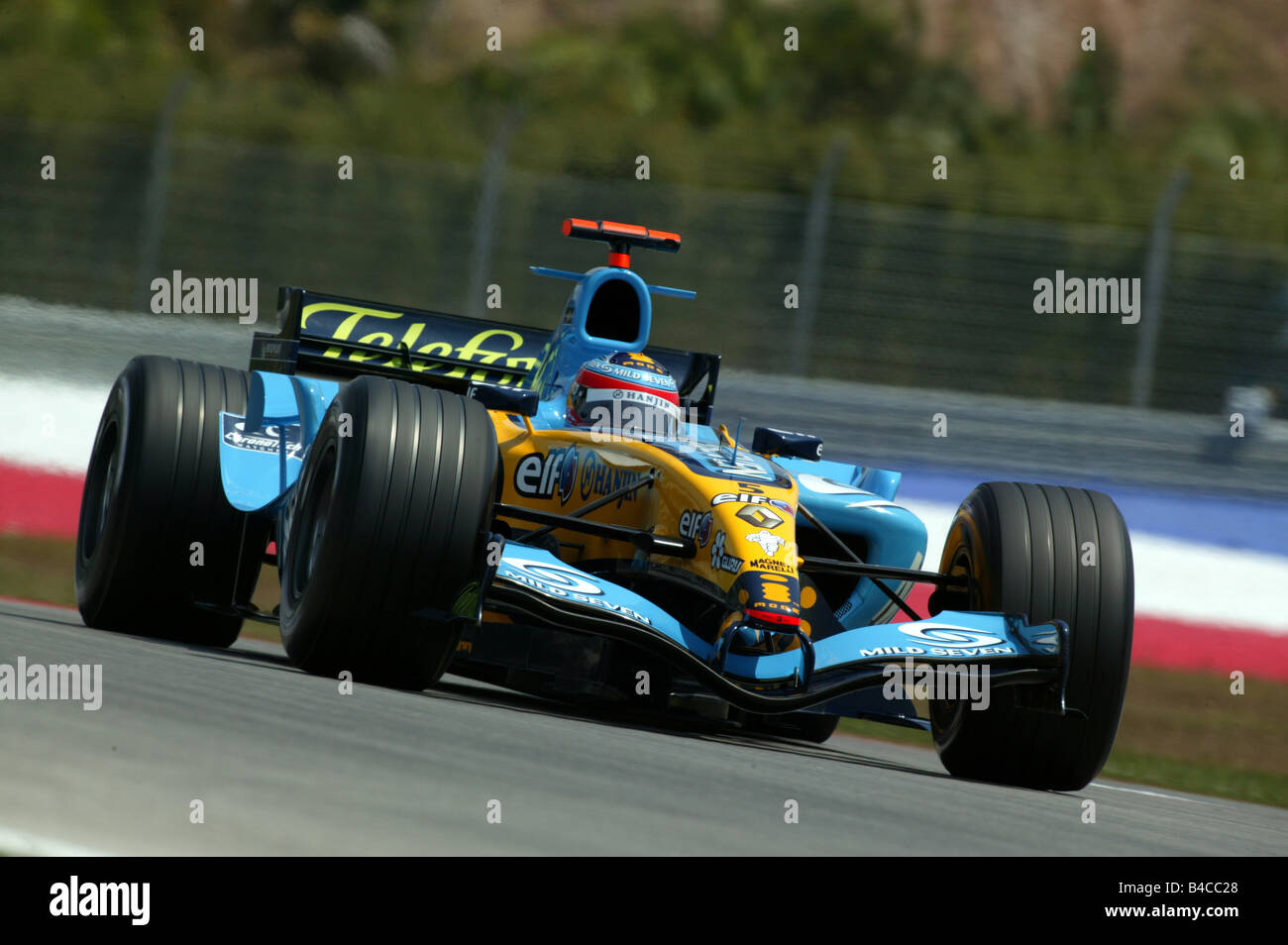 Motor sport, Alonso Fernando, Renault, Formel 1 2005, Rennfahrer, Rennstrecke, Strecke, Rennstrecke fahren, diagonal von der Stockfoto