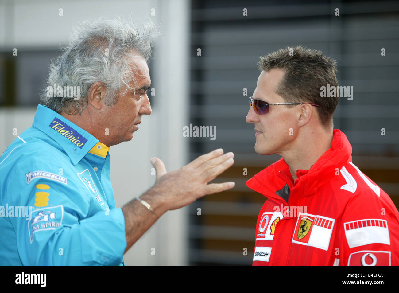 Motor Sport, Flavio Briatore und Michael Schumacher, Renault, Ferrari, Formel 1, Portrait Stockfoto