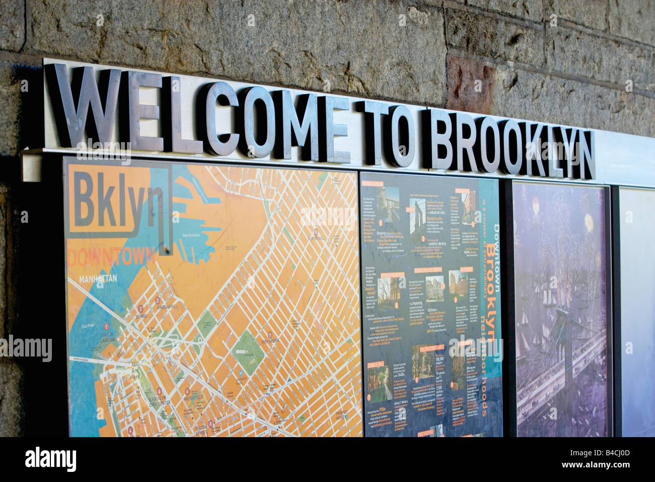 Dumbo, Brooklyn, Zeichen, New York, Karte Stockfoto