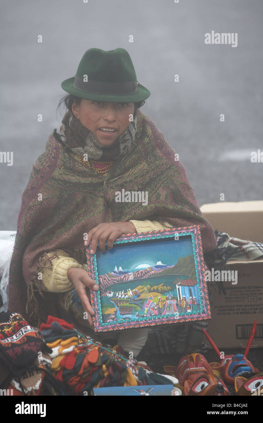 Verkauf von Souvenirs, Otavalo, Ecuador Stockfoto