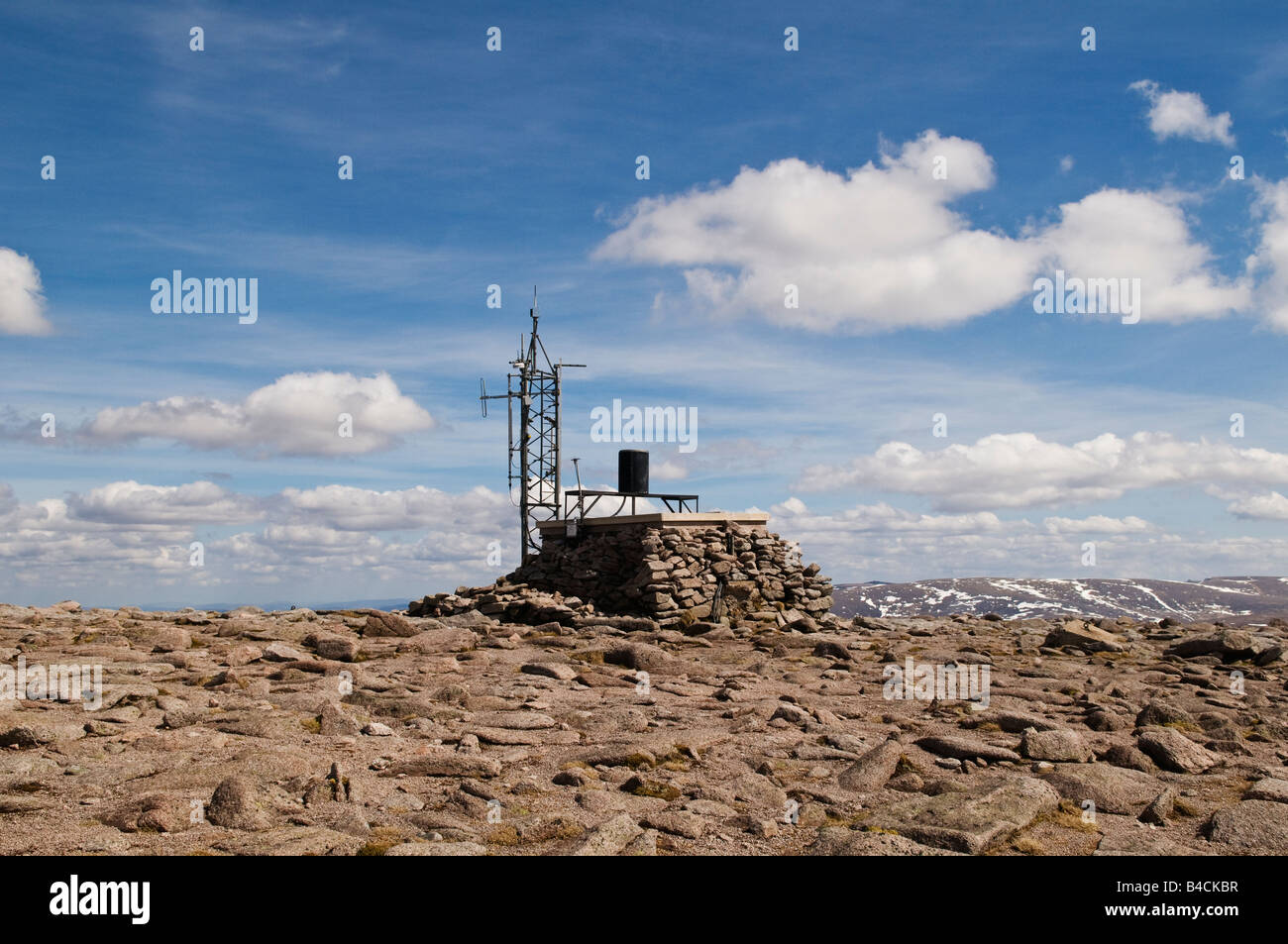 Wetter-Forschungsstation auf dem Gipfel des Cairn Gorm, Cairngoms, Schottland Stockfoto