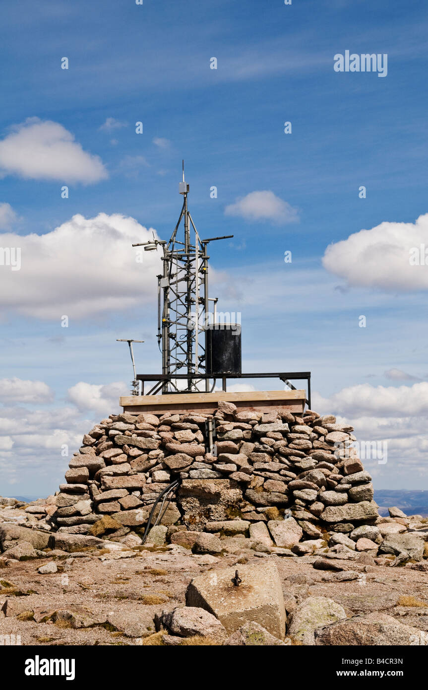 Wetter-Forschungsstation auf dem Gipfel des Cairn Gorm, Cairngoms, Schottland Stockfoto