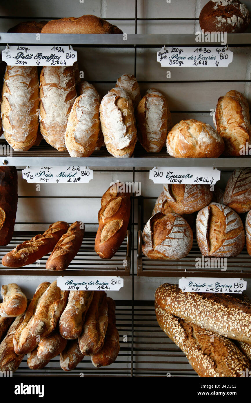 Juli 2008 - Brot in der Bäckerei Nantes Bretagne Frankreich Stockfoto