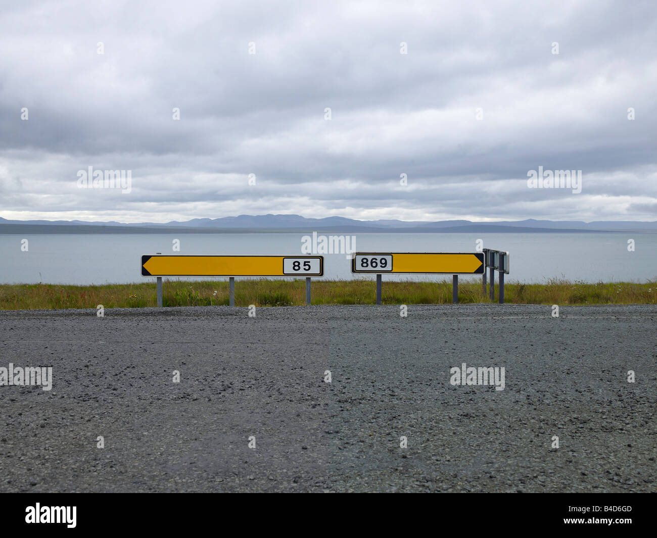 Verkehrszeichen, Ost-Island Stockfoto